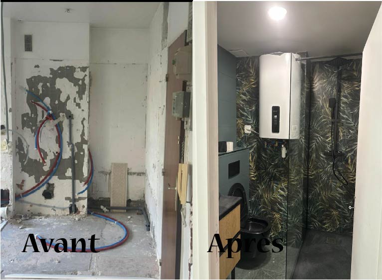 Salle de bain rénovée à Vertou avec carrelage et plaques hydrofuges posées par plaquiste