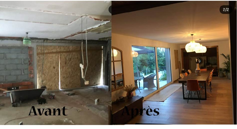 Cloison placo installée par un plaquiste dans un salon en rénovation
